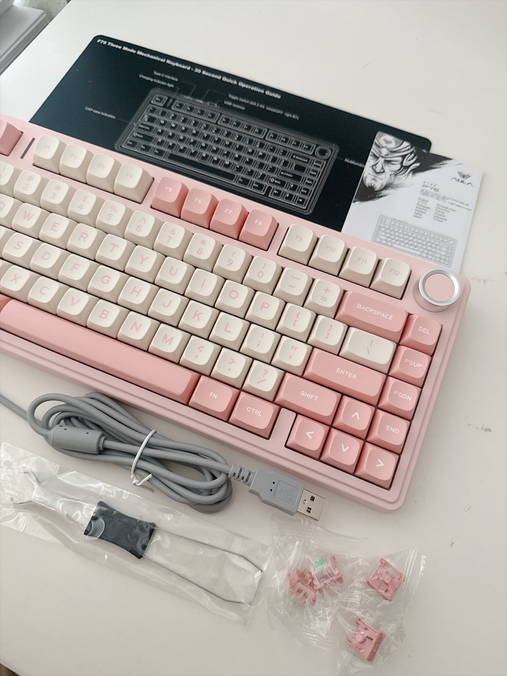 AULA F75 Pink Wireless Mechanical Keyboard RGB 75% Tri-Mode New